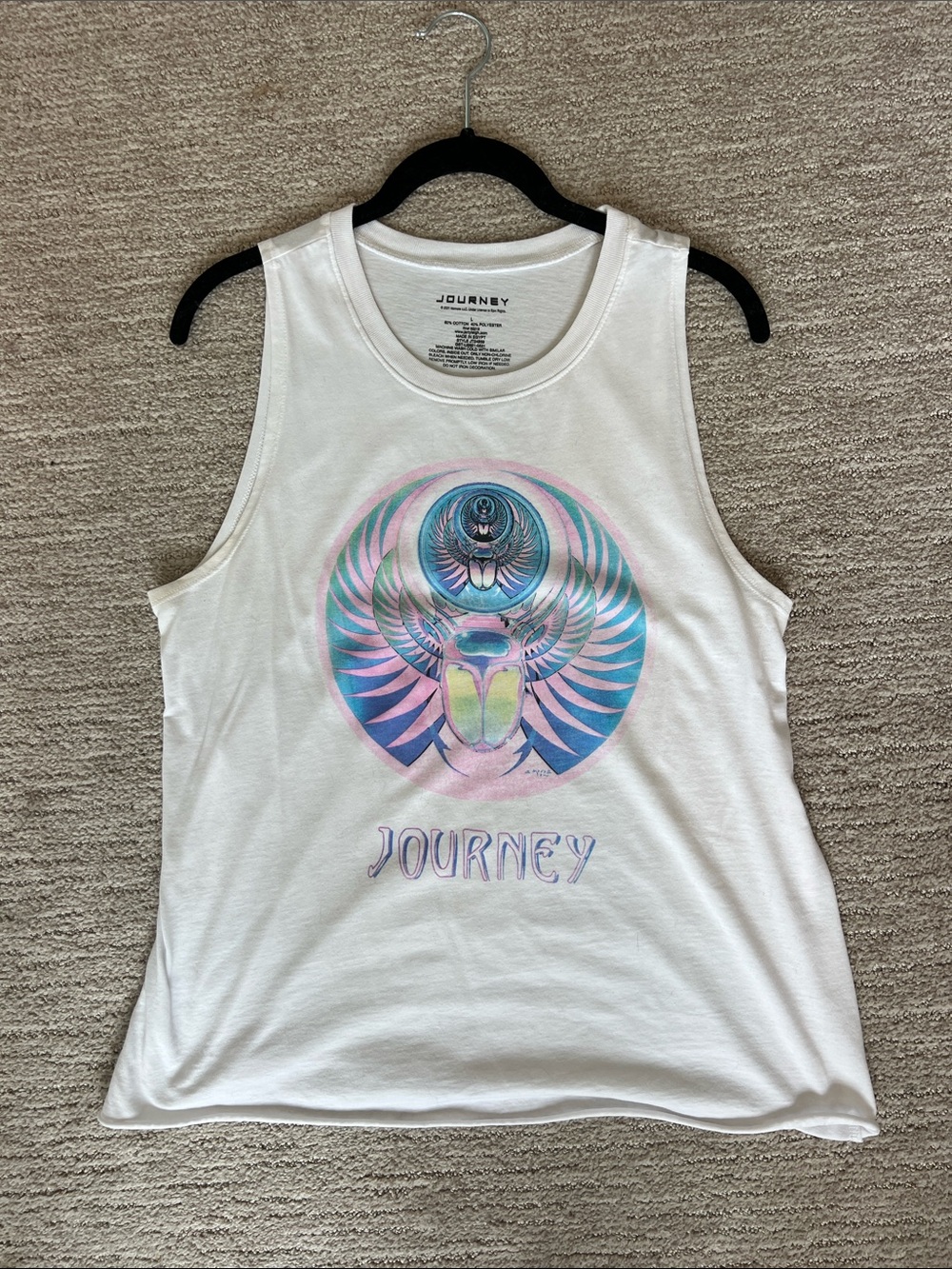 White Graphic Tank Top with Pastel Scarab Print